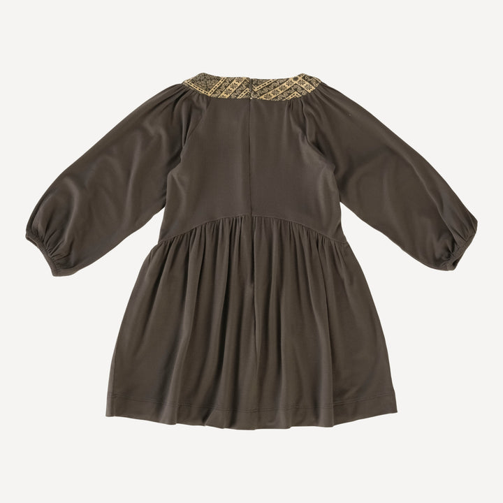 long sleeve gathered shoulder dress | beluga | bamboo
