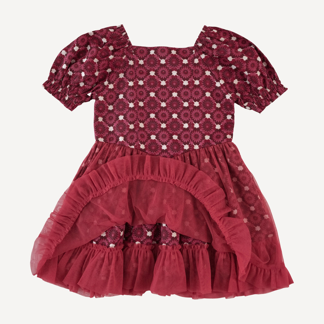 tea dress | red geo floral | organic cotton sateen woven
