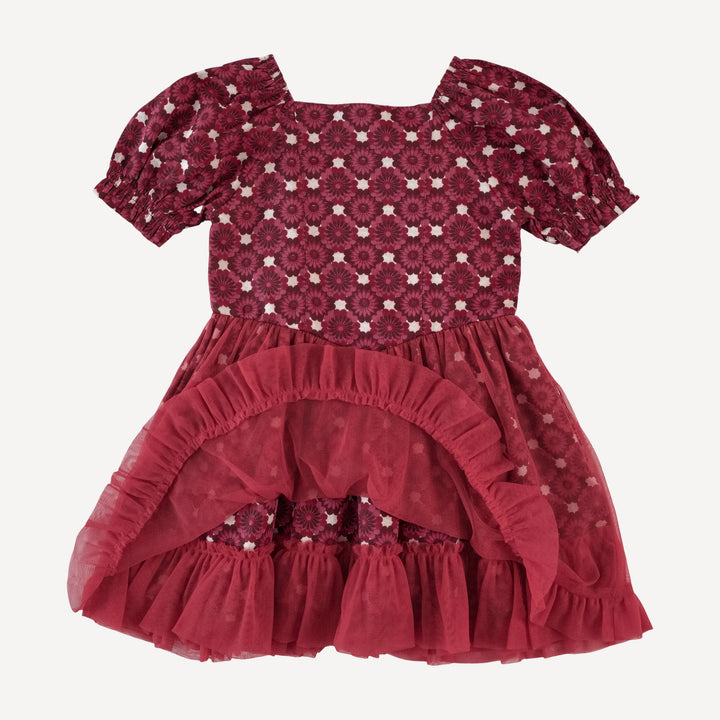 tea dress | red geo floral | organic cotton sateen woven