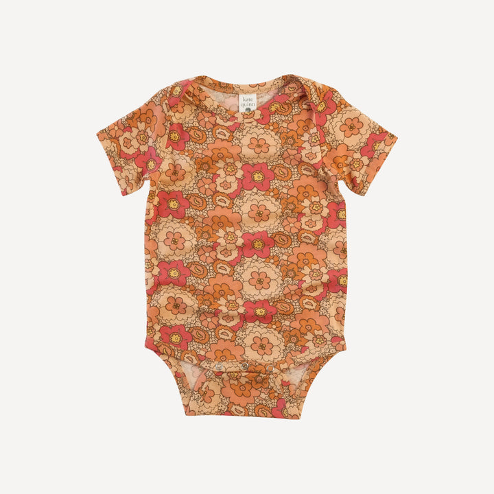 short sleeve lap neck bodysuit | mod 60s floral | lenzing modal