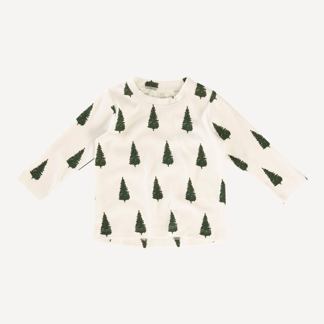 long sleeve essential boxy tee | mountain view forest pine | organic cotton interlock