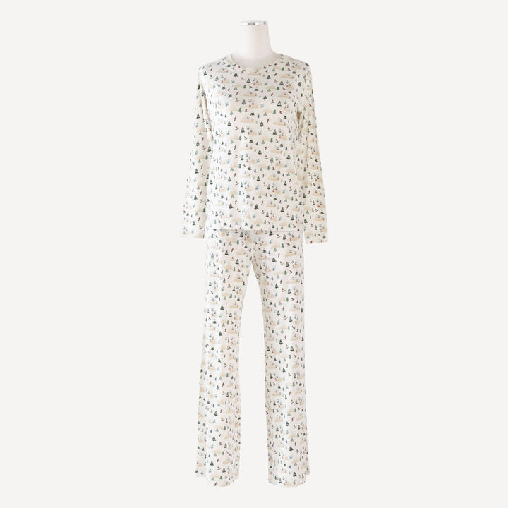 womens long sleeve crew neck pj set | ski village | bamboo