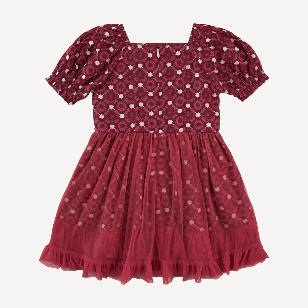 tea dress | red geo floral | organic cotton sateen woven