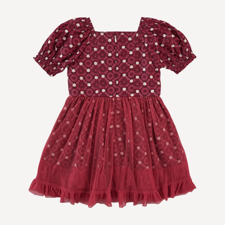 tea dress | red geo floral | organic cotton sateen woven