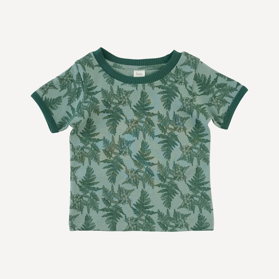 short sleeve ringer tee | fern floral | organic cotton interlock