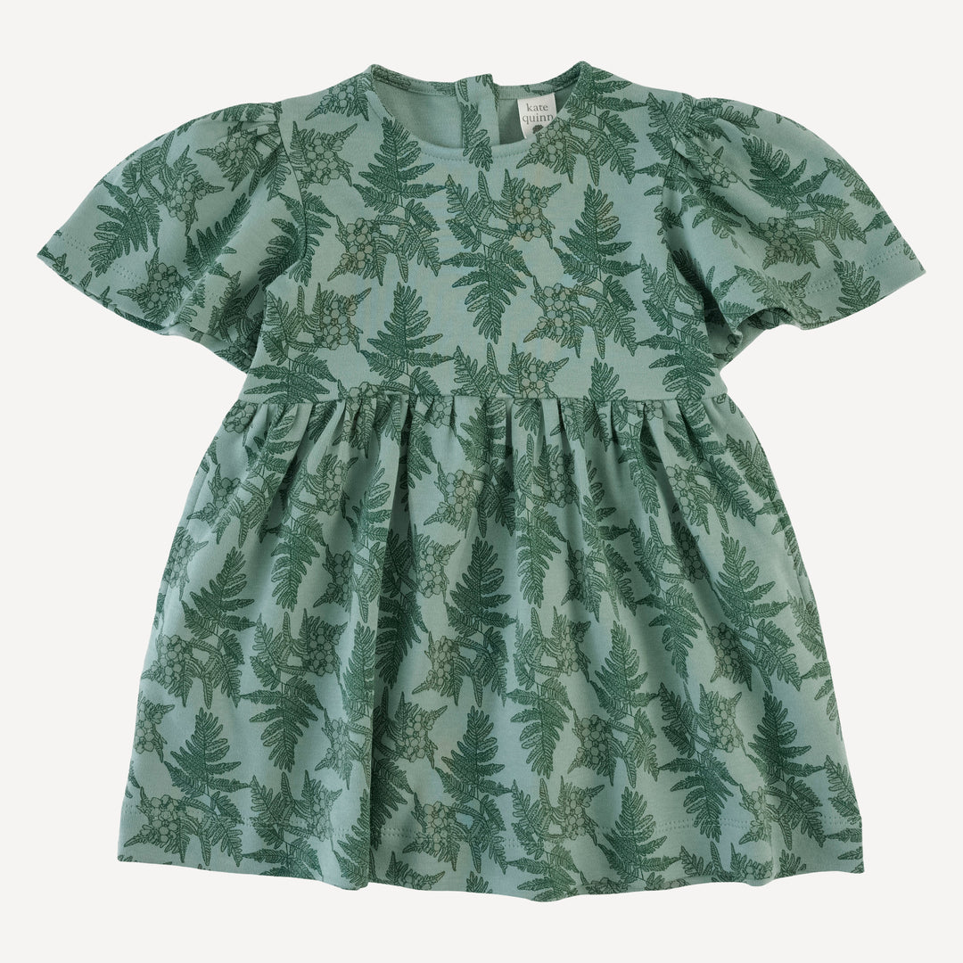 bell sleeve dress | fern floral | organic cotton interlock