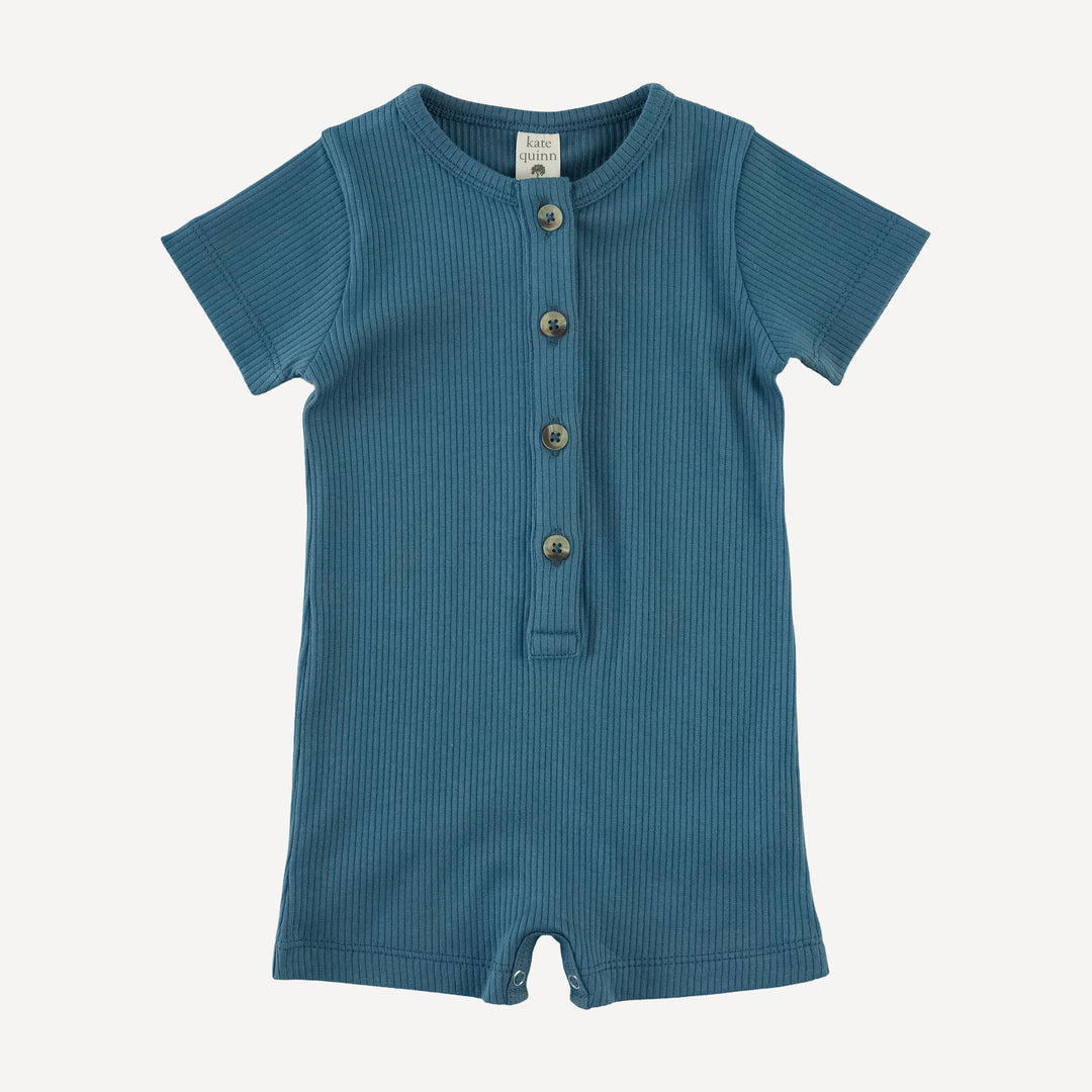 short sleeve union shortie | stone blue | organic cotton single rib