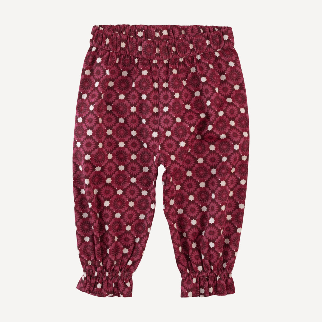 gathered pant | red geo floral | organic cotton sateen woven