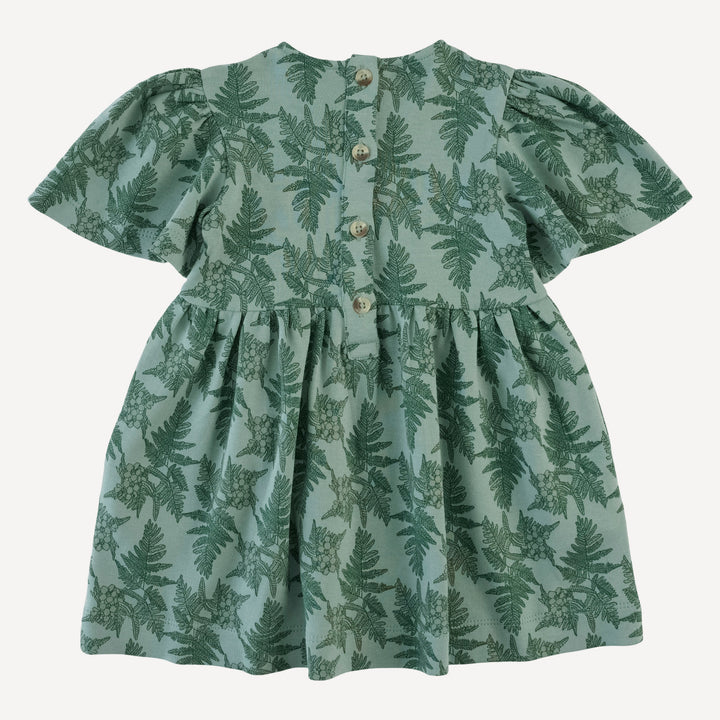 bell sleeve dress | fern floral | organic cotton interlock