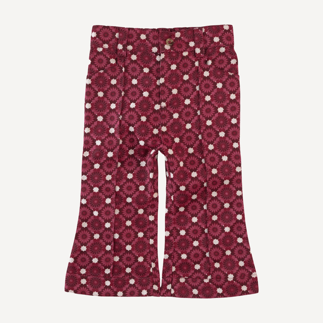pintuck flare pant | red geo floral | organic cotton sateen woven
