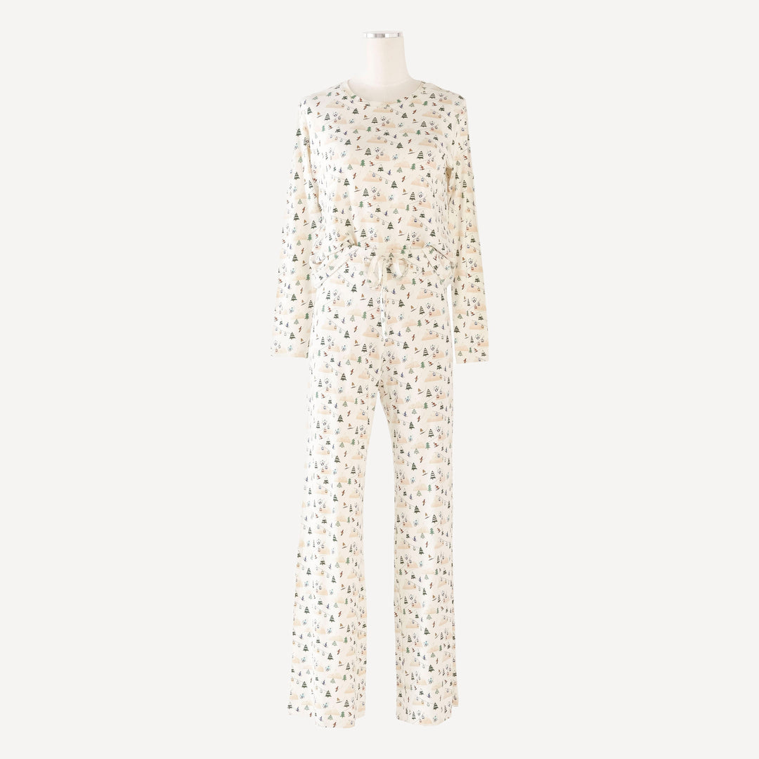 womens long sleeve crew neck pj set | ski village | bamboo