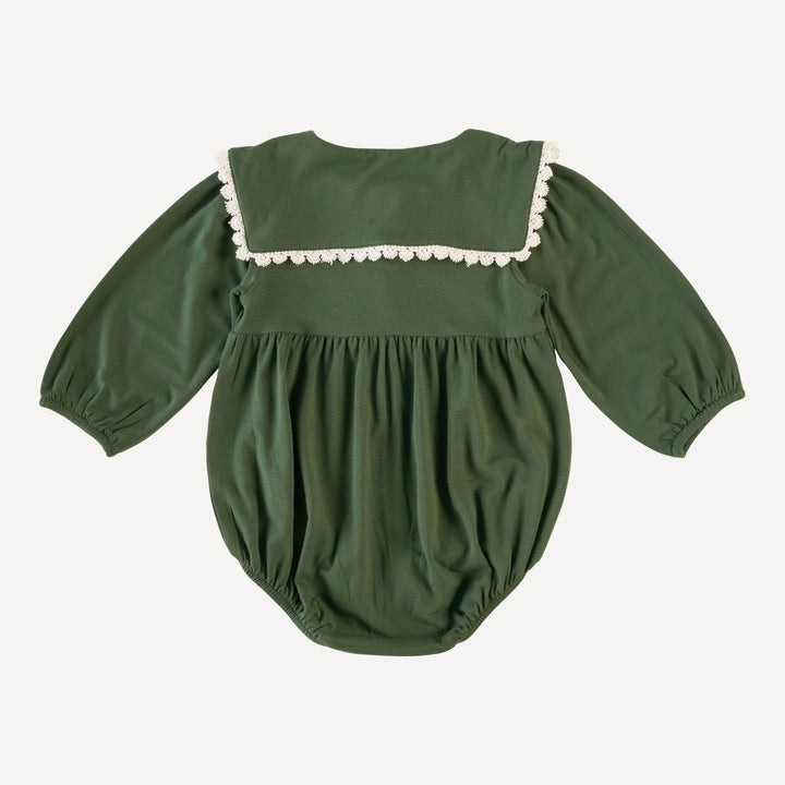 long sleeve square collar bubble | mountain green | bamboo