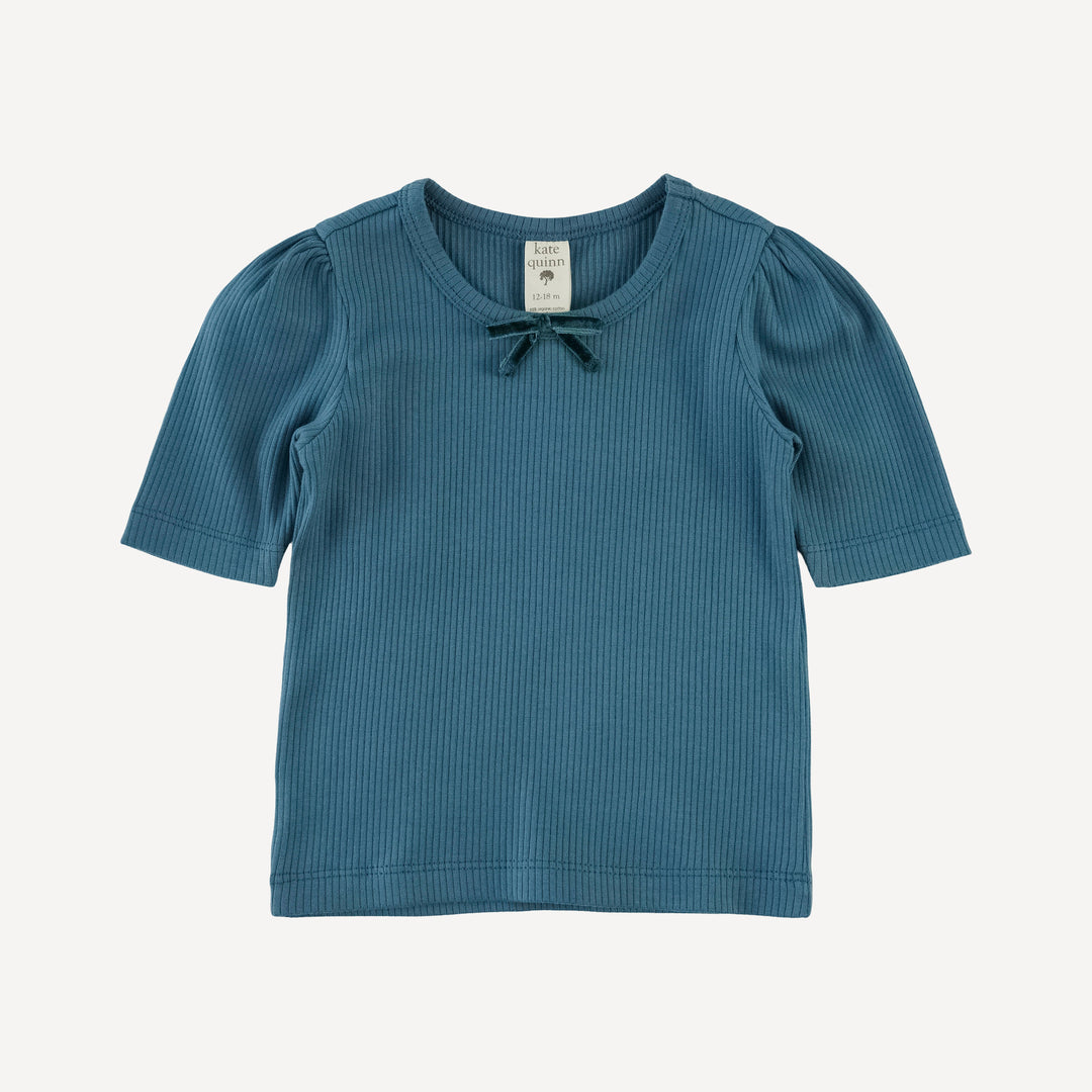 sarah bow top | stone blue | organic cotton single rib