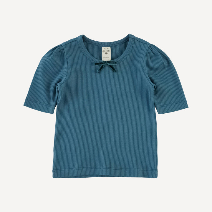sarah bow top | stone blue | organic cotton single rib