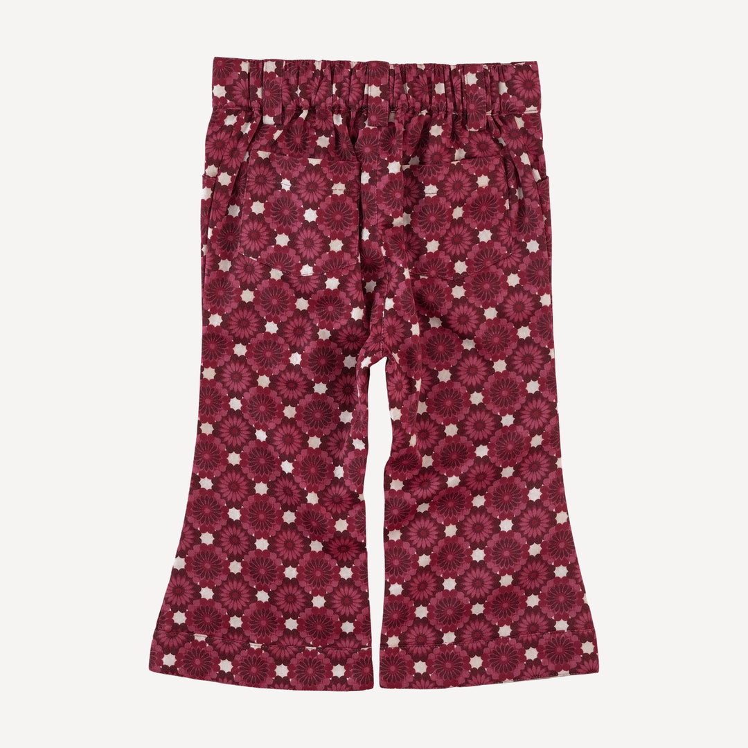 pintuck flare pant | red geo floral | organic cotton sateen woven