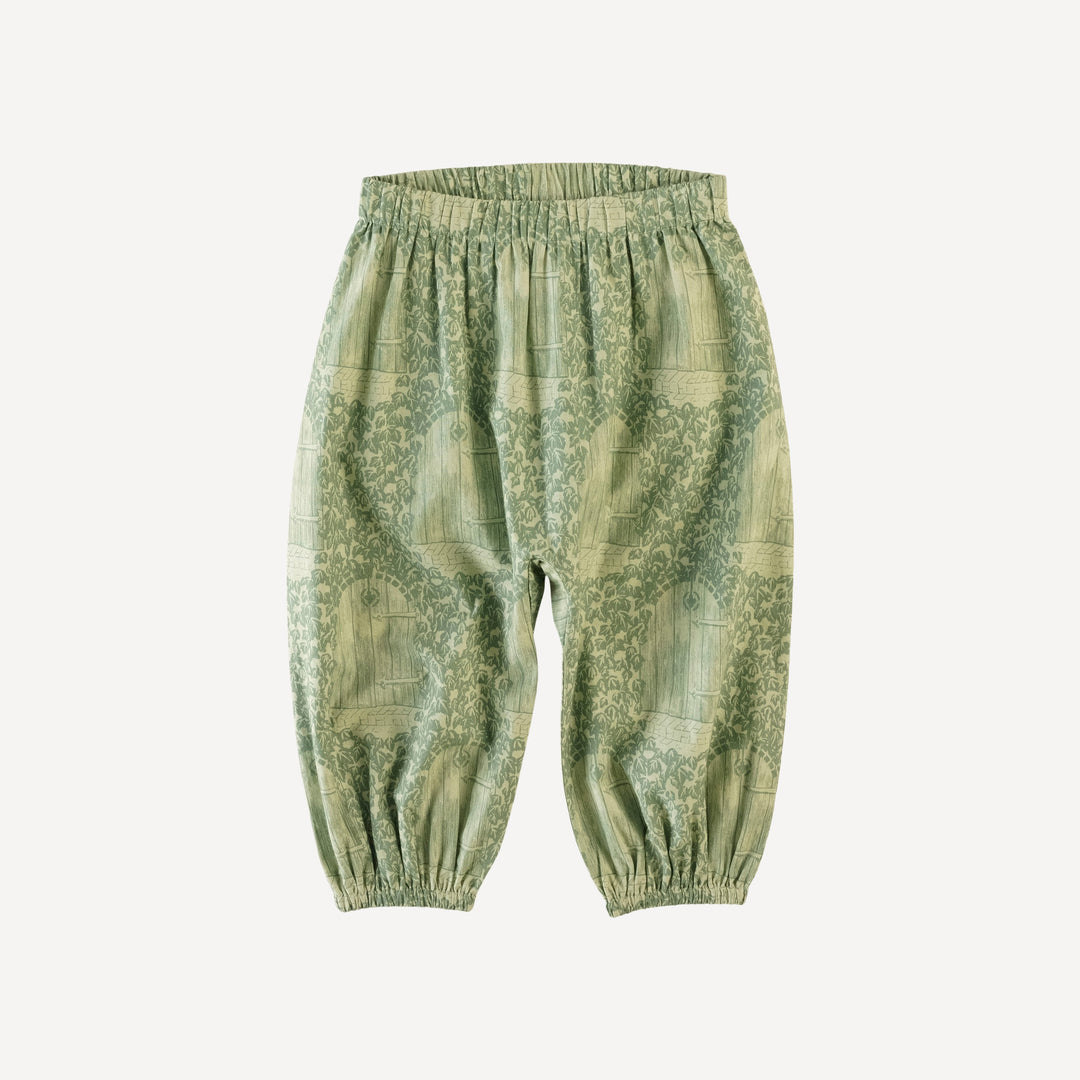 gathered drop seat bubble pant | secret door | organic cotton mid-weight woven
