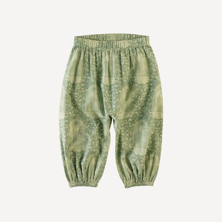 gathered drop seat bubble pant | secret door | organic cotton mid-weight woven