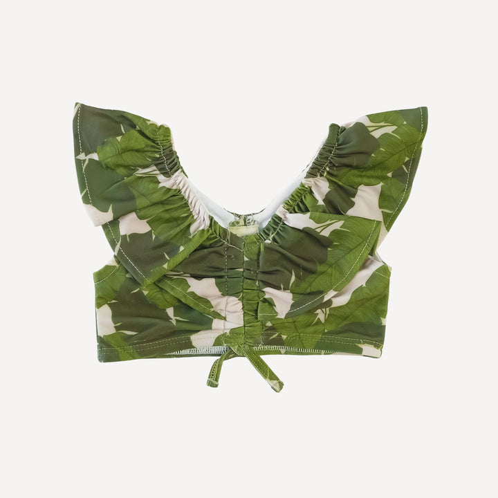 ruffle crop swim top | green banana leaves | swim