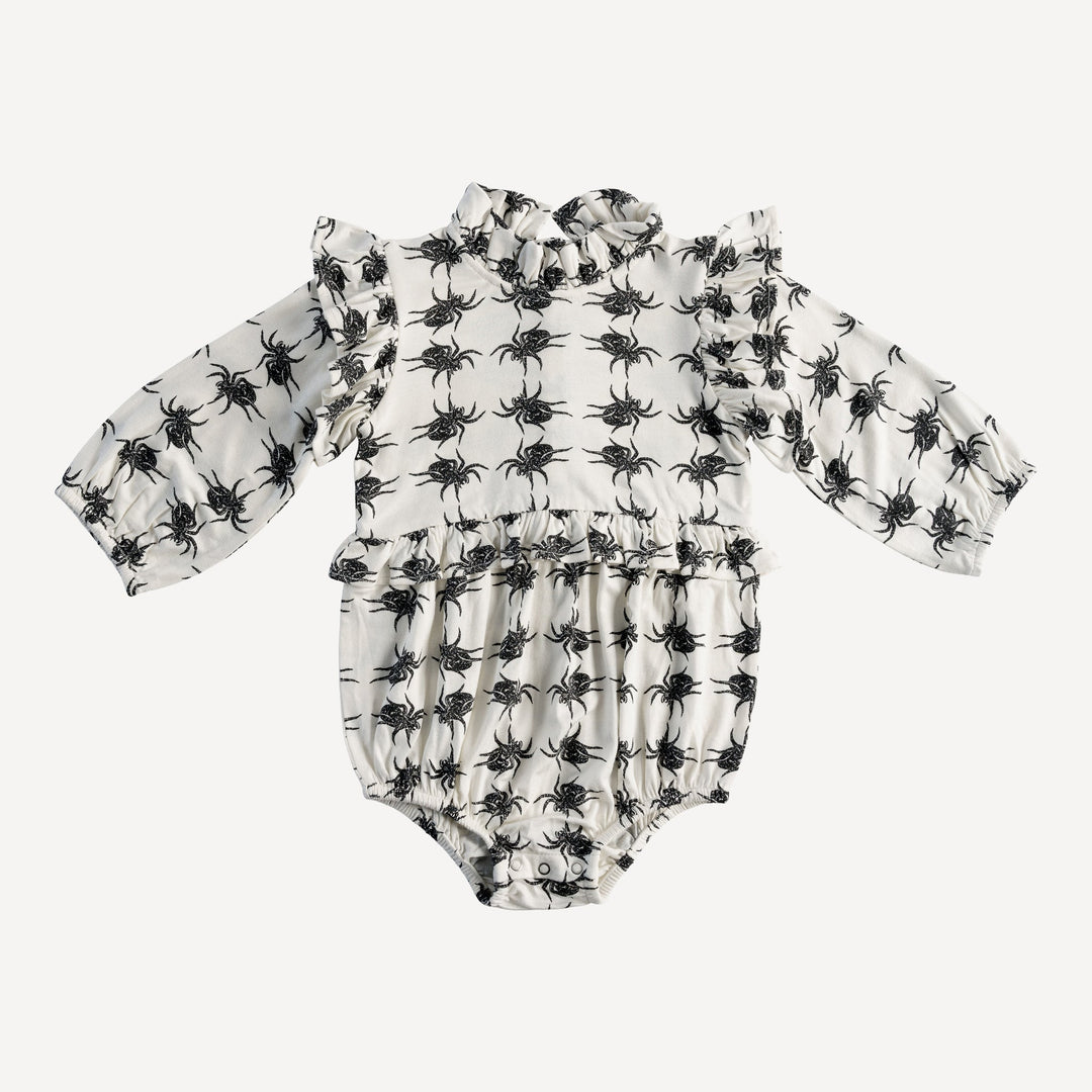 long sleeve little ruffle bubble | tarantula | organic cotton interlock
