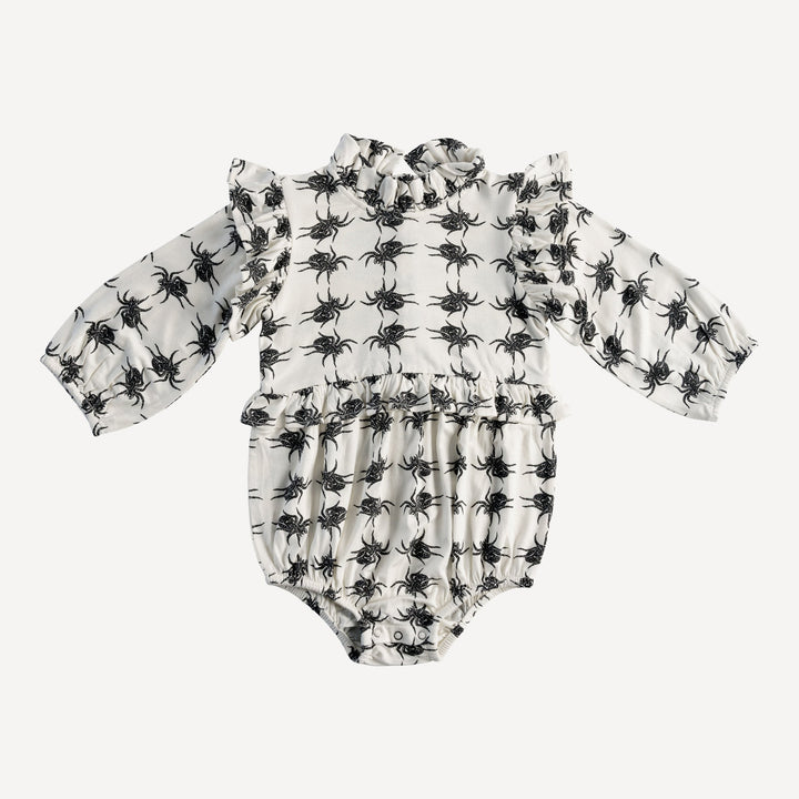 long sleeve little ruffle bubble | tarantula | organic cotton interlock