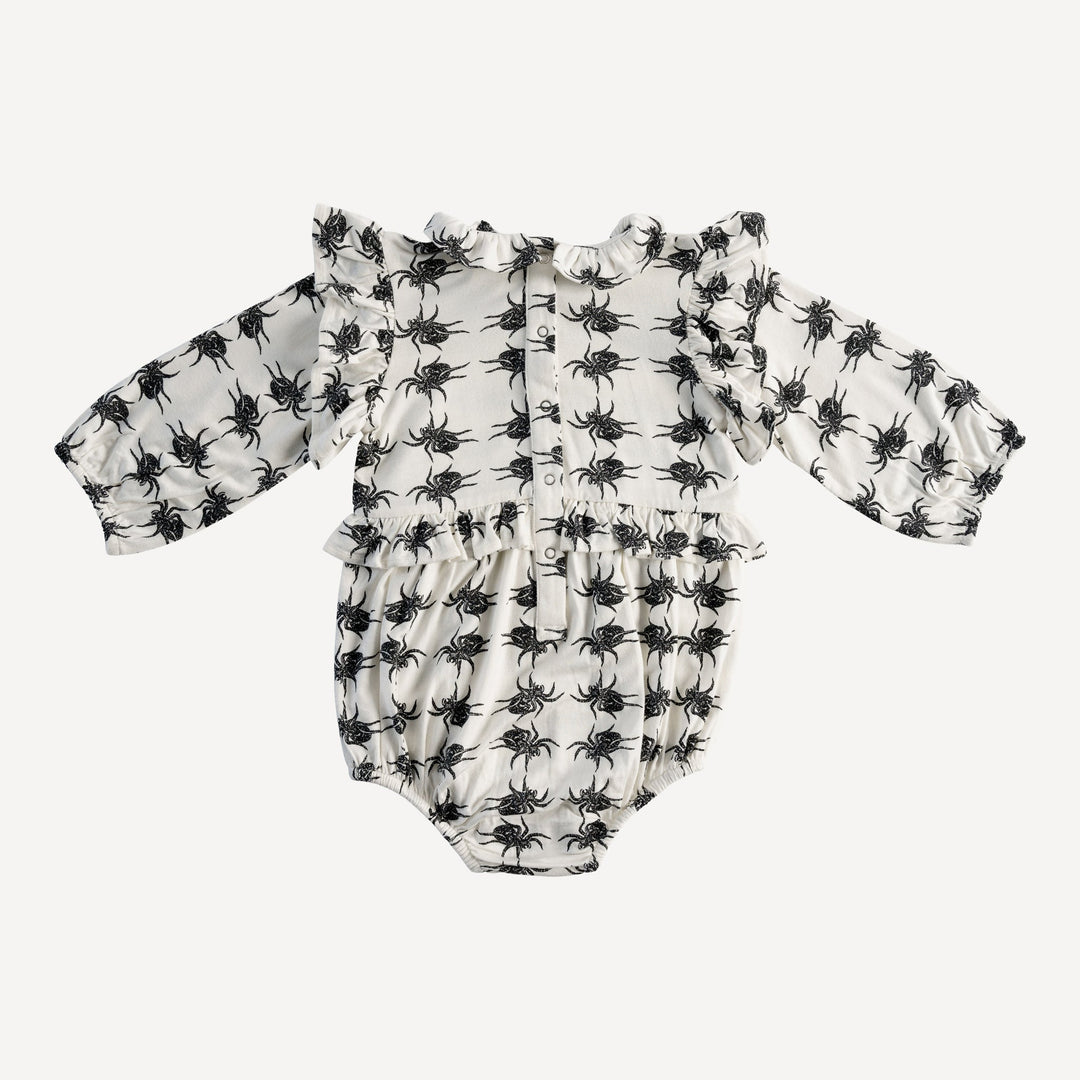 long sleeve little ruffle bubble | tarantula | organic cotton interlock