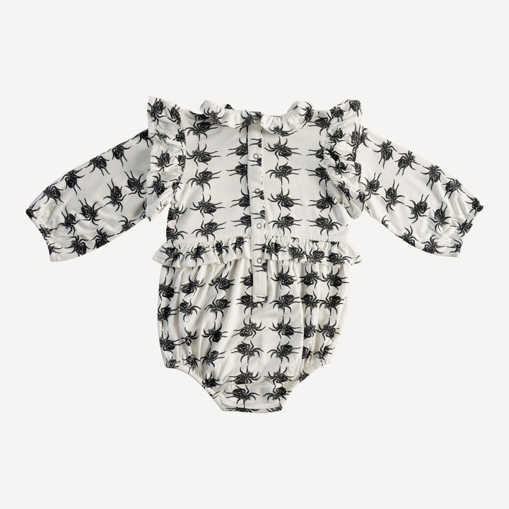 long sleeve little ruffle bubble | tarantula | organic cotton interlock