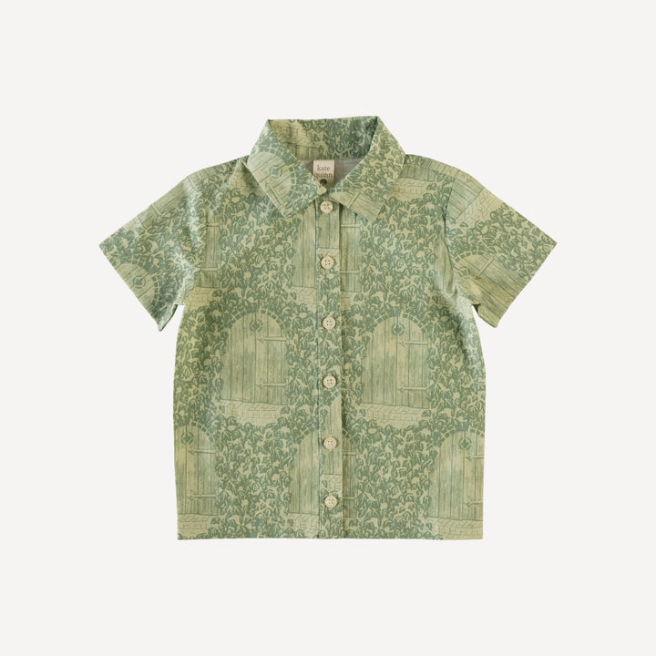 short sleeve button down shirt | secret door | organic cotton mid-weight woven