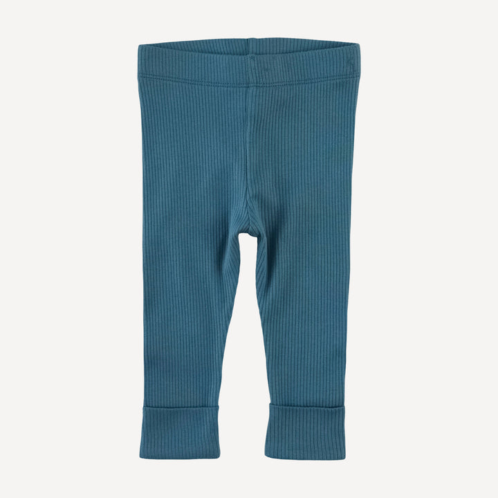 classic cuffed legging | stone blue | organic cotton single rib