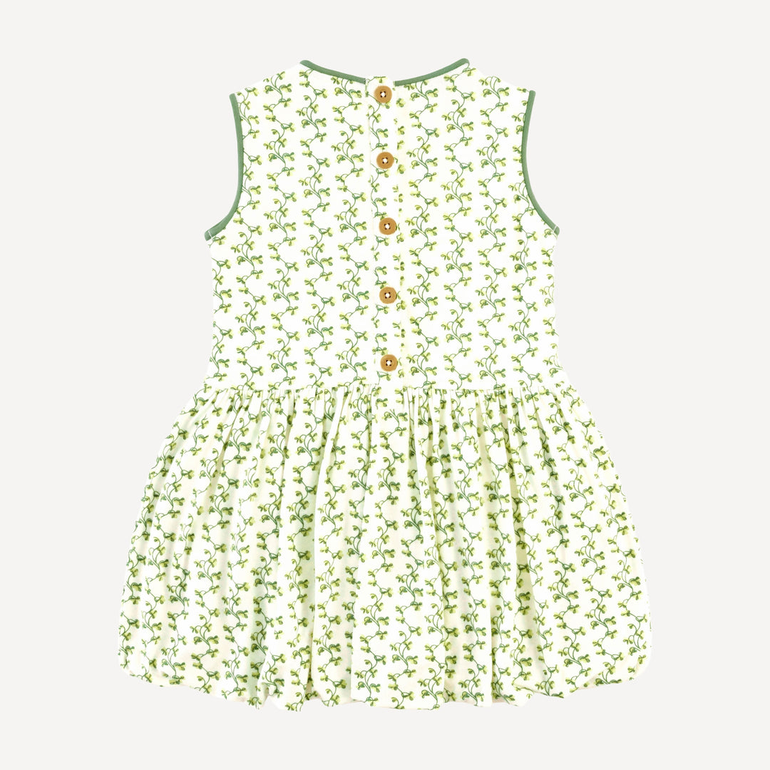 sleeveless piped patch pocket bubble dress | clover stripe | modal