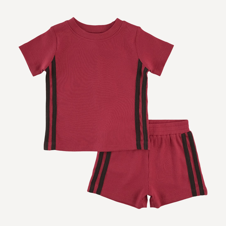 andrew short set | cardinal | organic cotton single rib