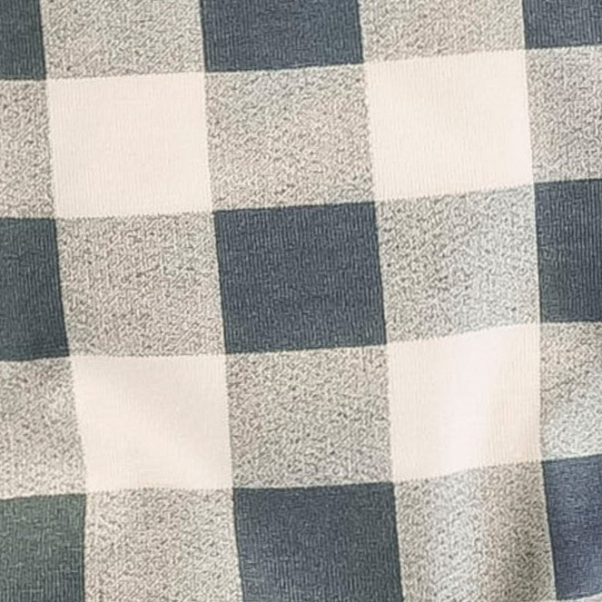 long sleeve two way zipper footie | slate blue gingham | bamboo