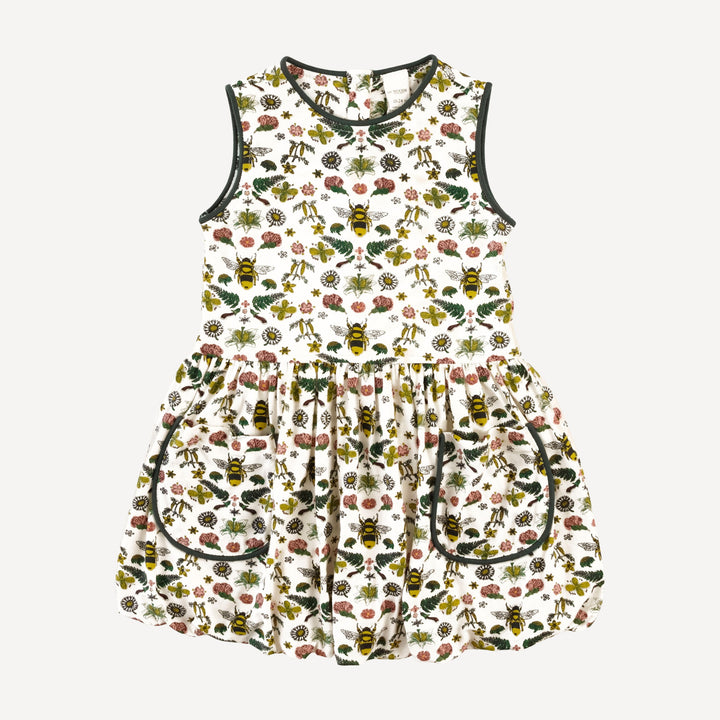 sleeveless piped patch pocket bubble dress | spring litho bee | modal