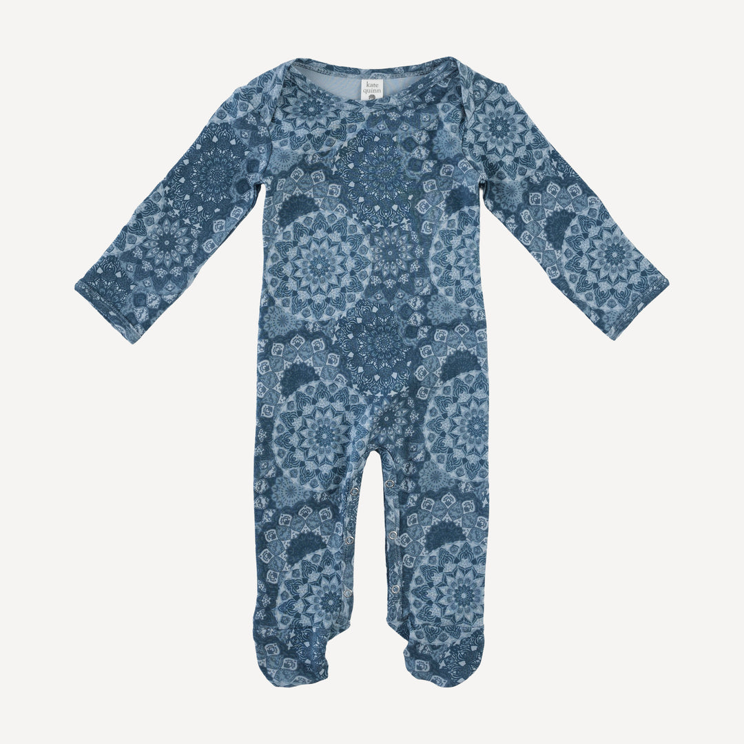 long sleeve lap neck footie | celestial mandala | organic cotton interlock