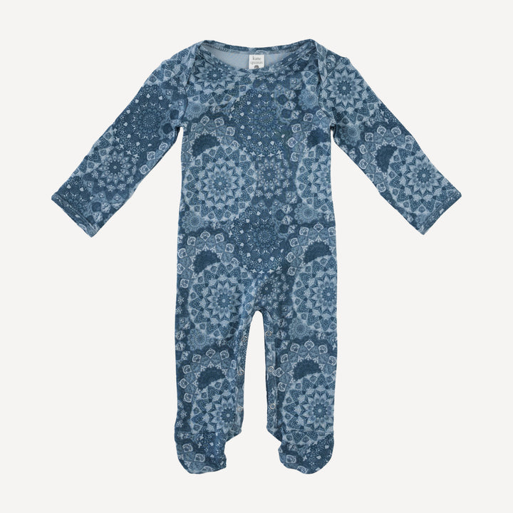 long sleeve lap neck footie | celestial mandala | organic cotton interlock