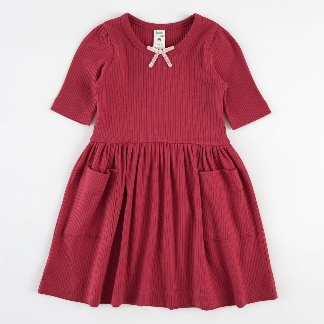 sarah bow dress | cardinal | organic cotton single rib