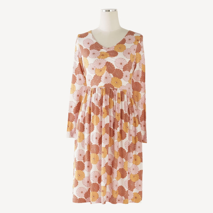 womens long sleeve twirl dress | canyon vintage daisy | bamboo