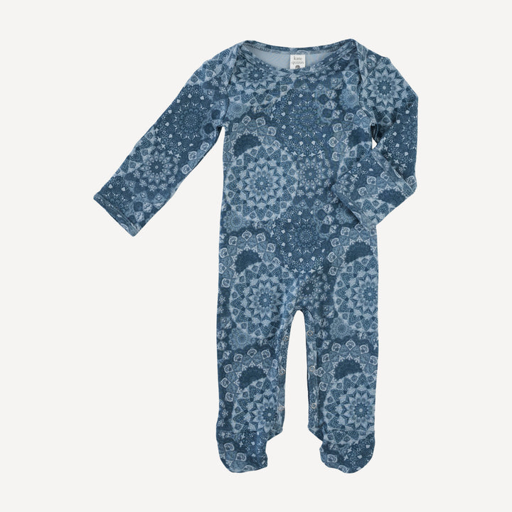 long sleeve lap neck footie | celestial mandala | organic cotton interlock