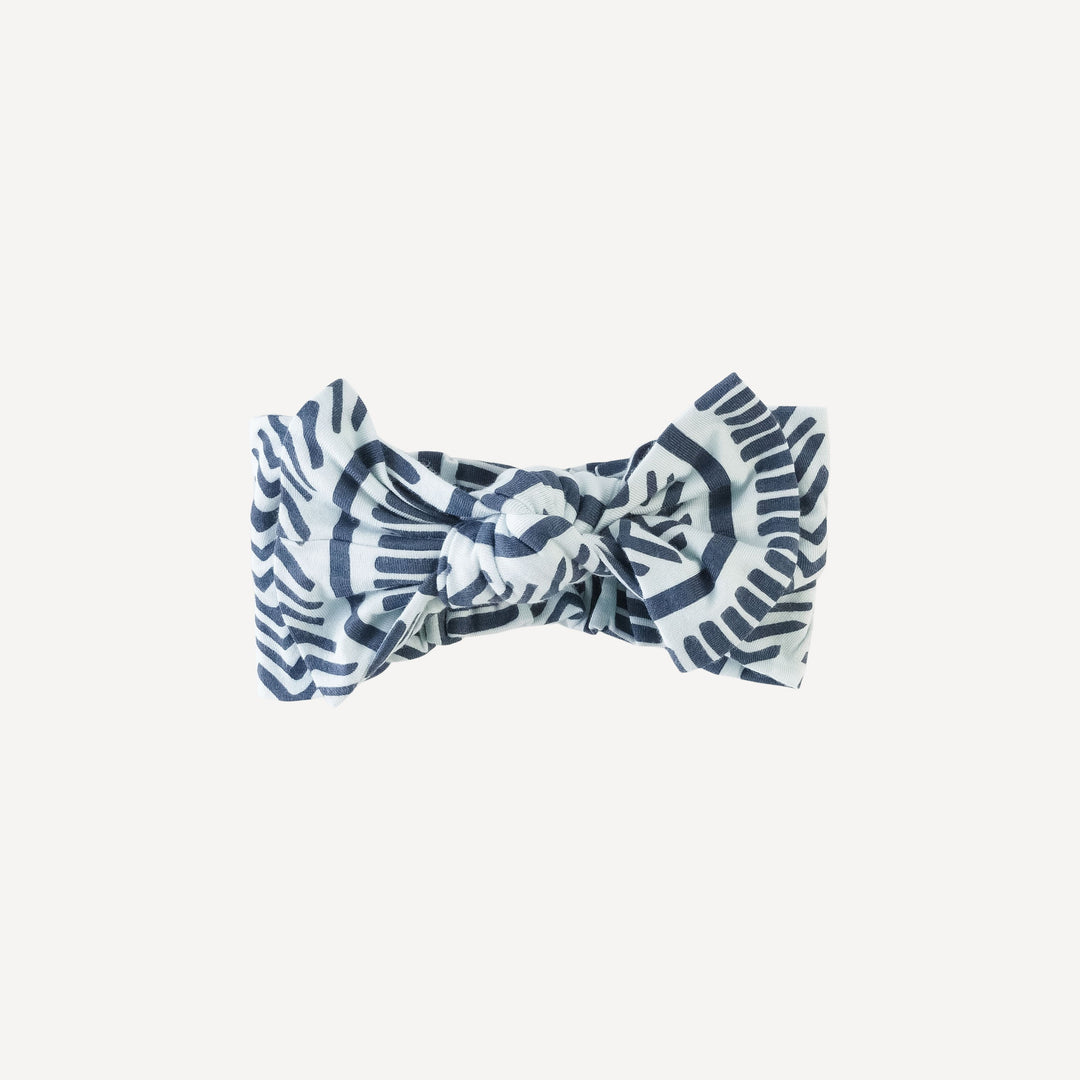 elastic bow headband | blue mosaic stripe | lenzing modal