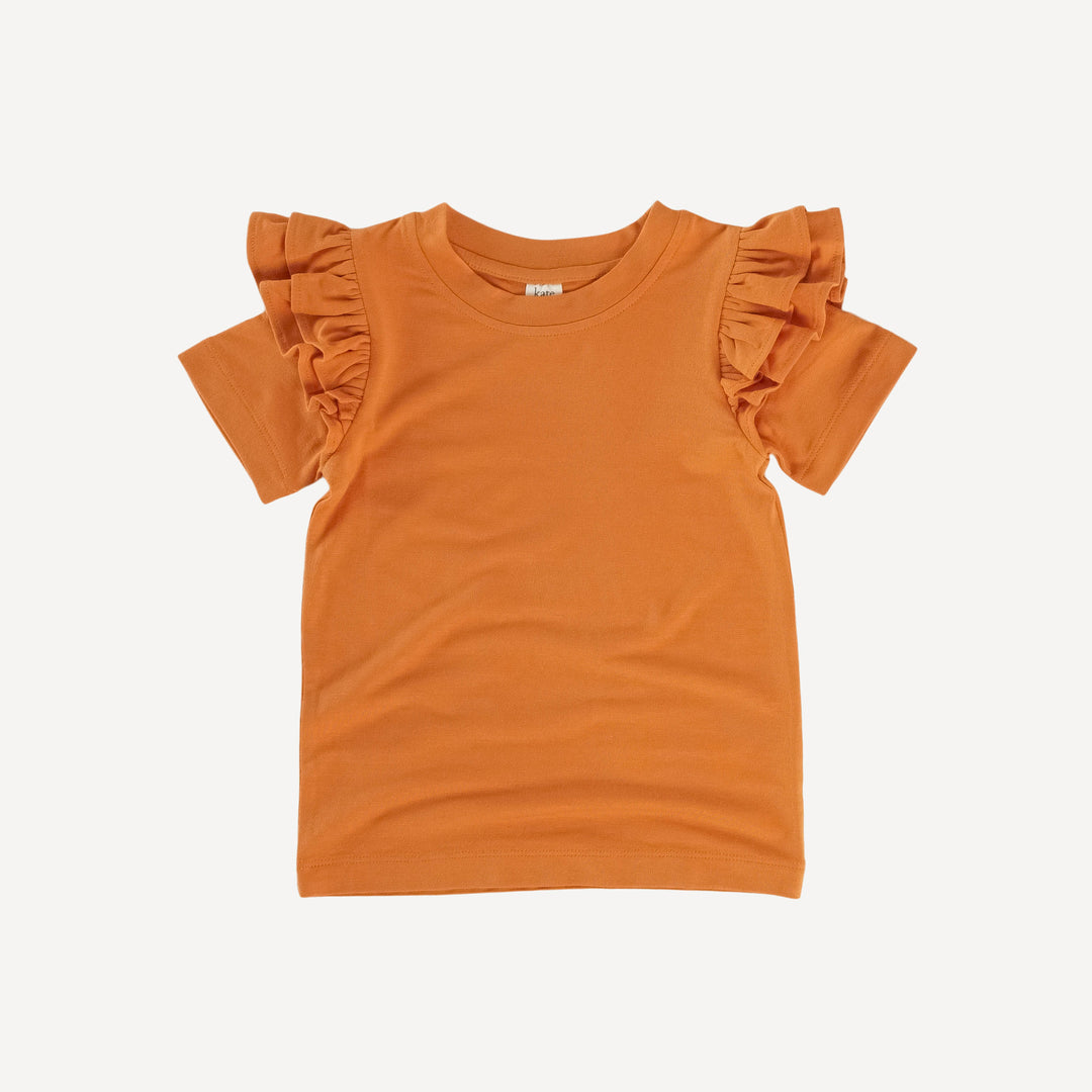 short sleeve double ruffle top | sunset orange | lenzing modal