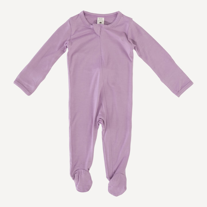 long sleeve zipper footie | orchid bloom | bamboo