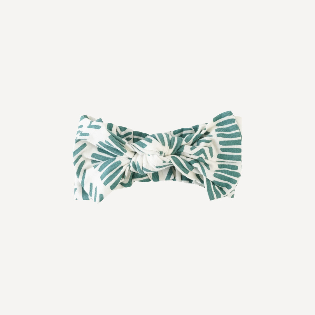 elastic bow headband | turquoise mosaic stripe | lenzing modal