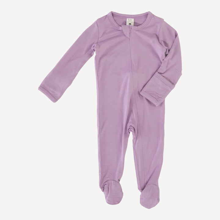 long sleeve zipper footie | orchid bloom | bamboo