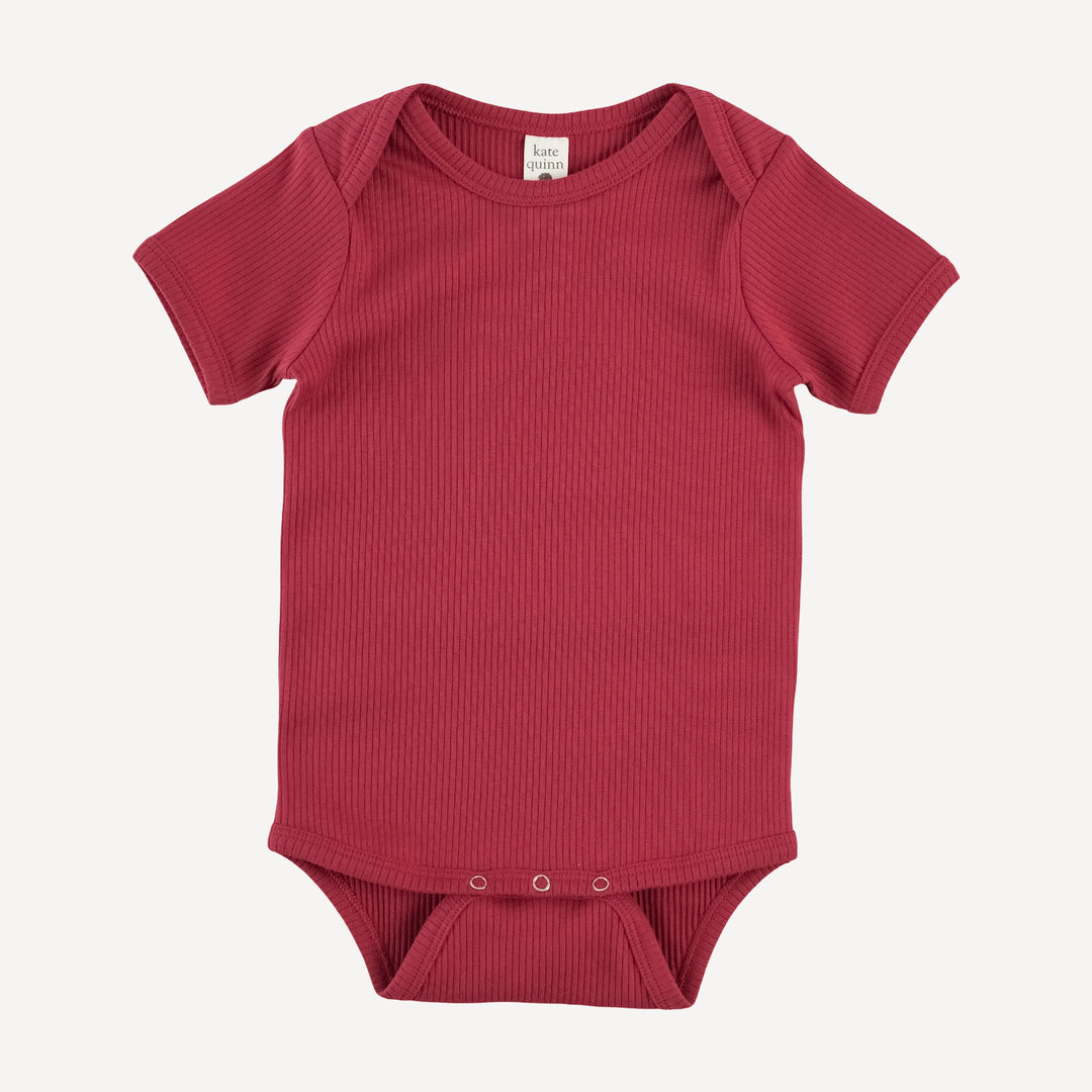 short sleeve lap neck bodysuit | cardinal | organic cotton single rib
