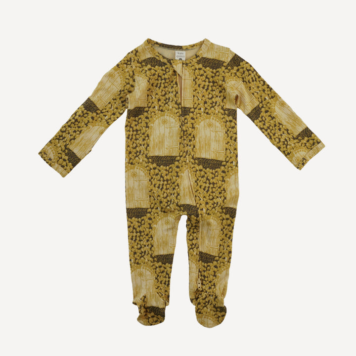 long sleeve two way zipper footie | neutral secret door | bamboo