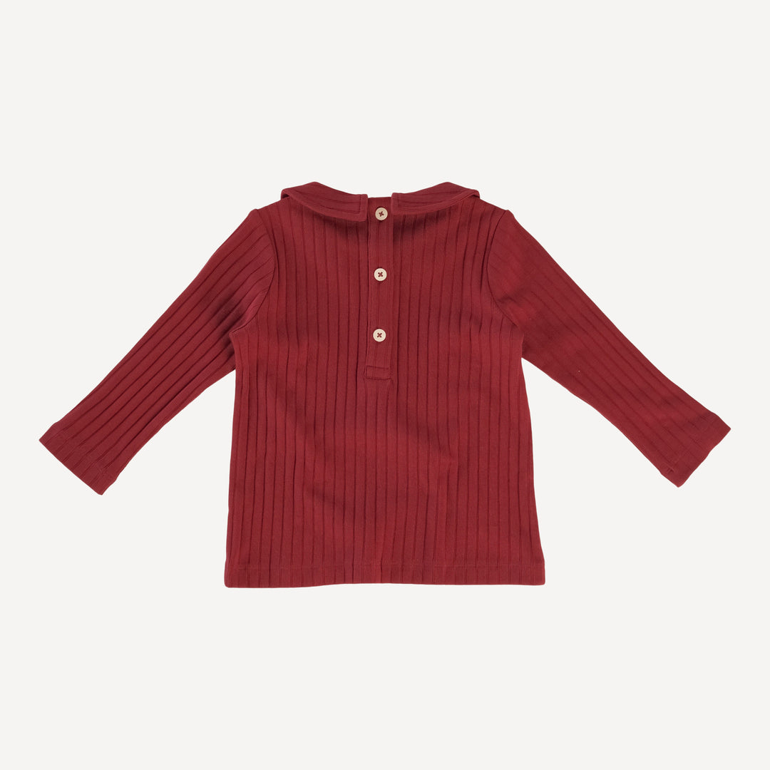 long sleeve peter pan tee | dark cranberry | classic rib