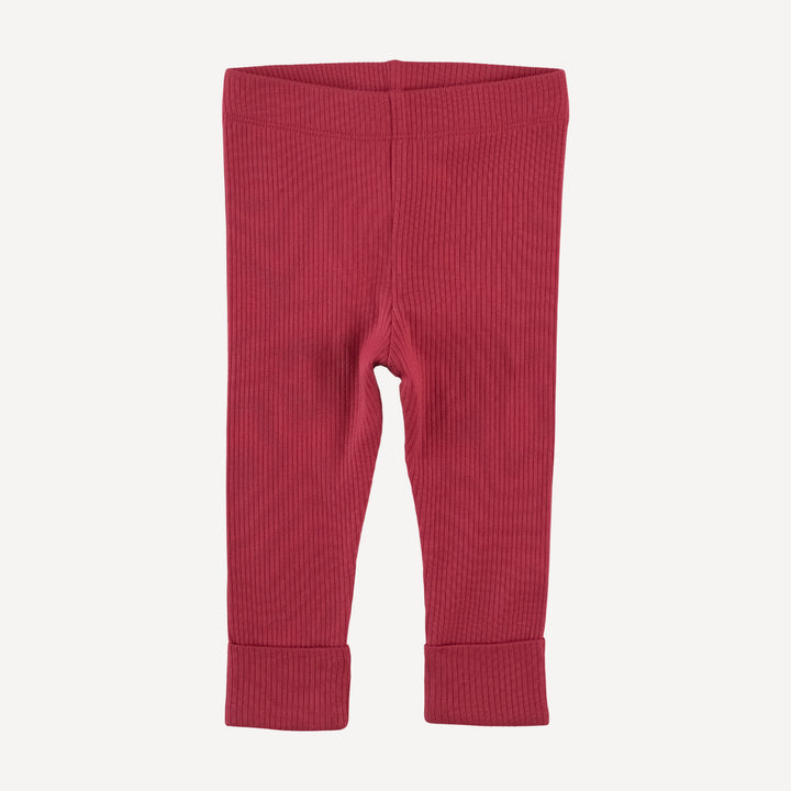 classic cuffed legging | cardinal | organic cotton single rib