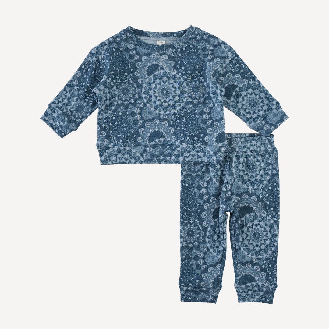 long sleeve relaxed jogger set | celestial mandala | organic cotton interlock
