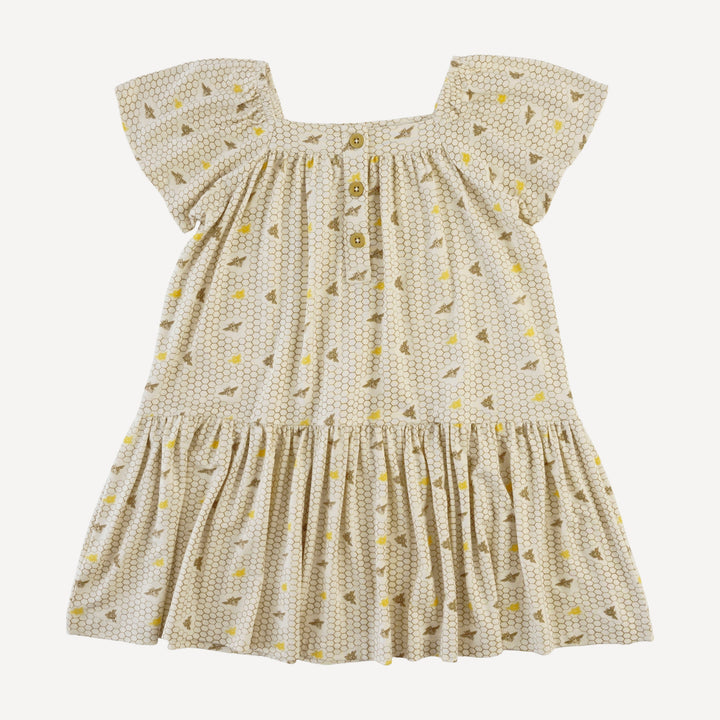 square neck flutter sleeve dress | spring honeycomb | modal
