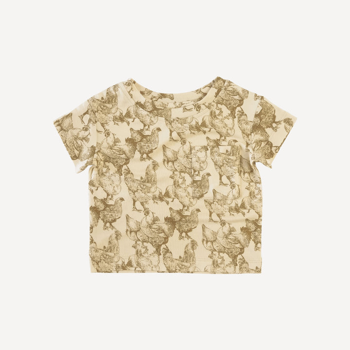 short sleeve relaxed classic pocket tee | chicken party | organic cotton jersey