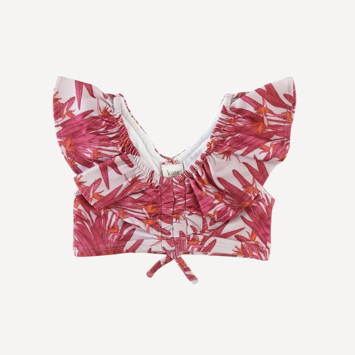 ruffle crop swim top | crimson bird of paradise | swim